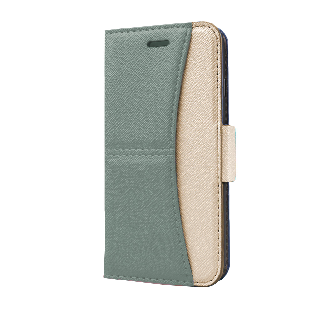 Two-Tone PU & Leather Flip Phone Case