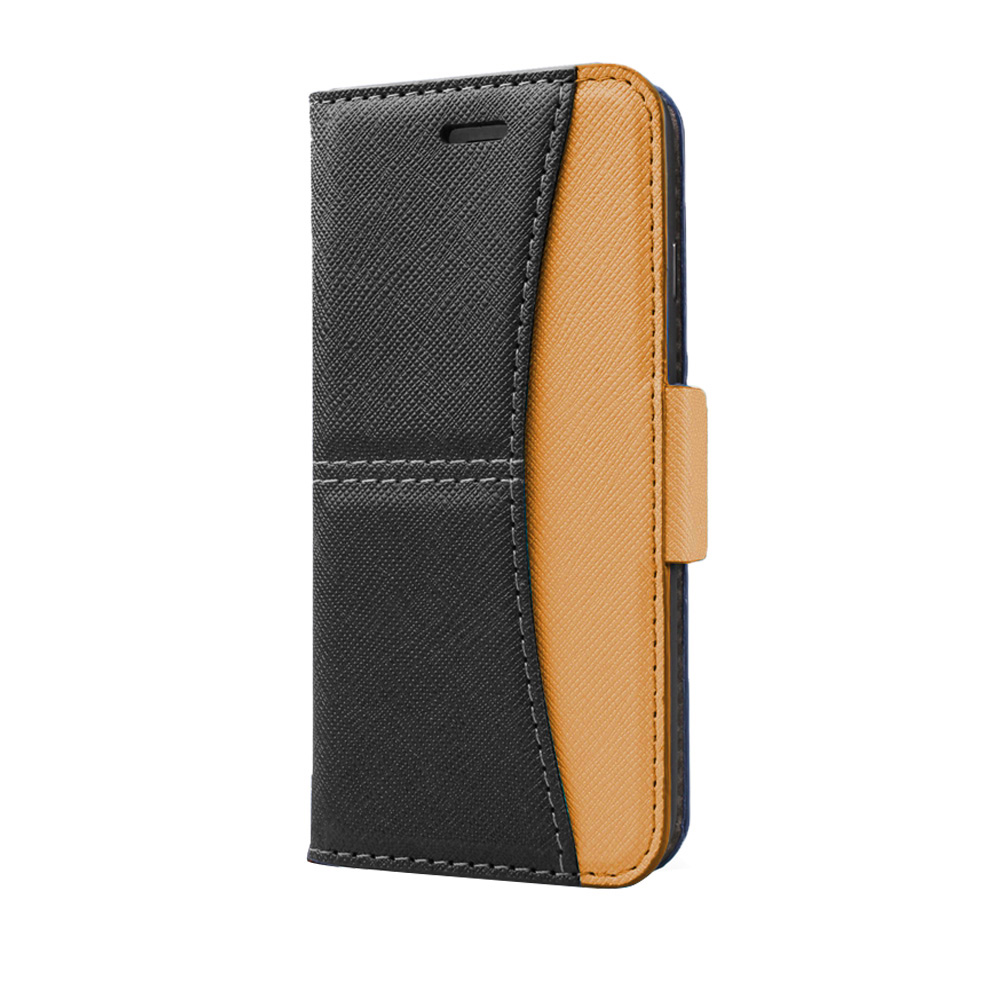 Two-Tone PU & Leather Flip Phone Case