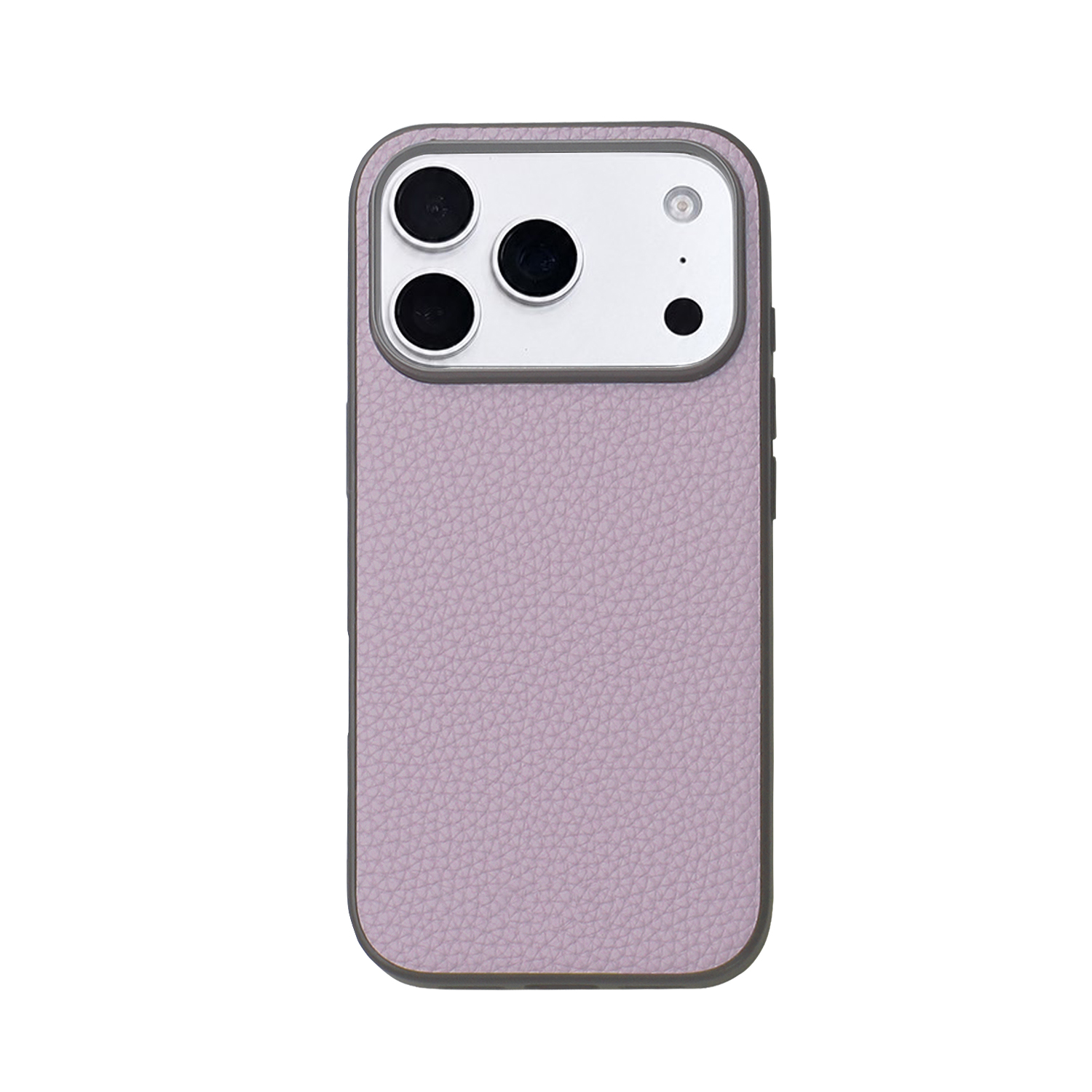 Triwood Tech premium PU leather texture iPhone case with soft TPU edges in pink, beige, yellow, purple, olive and light blue