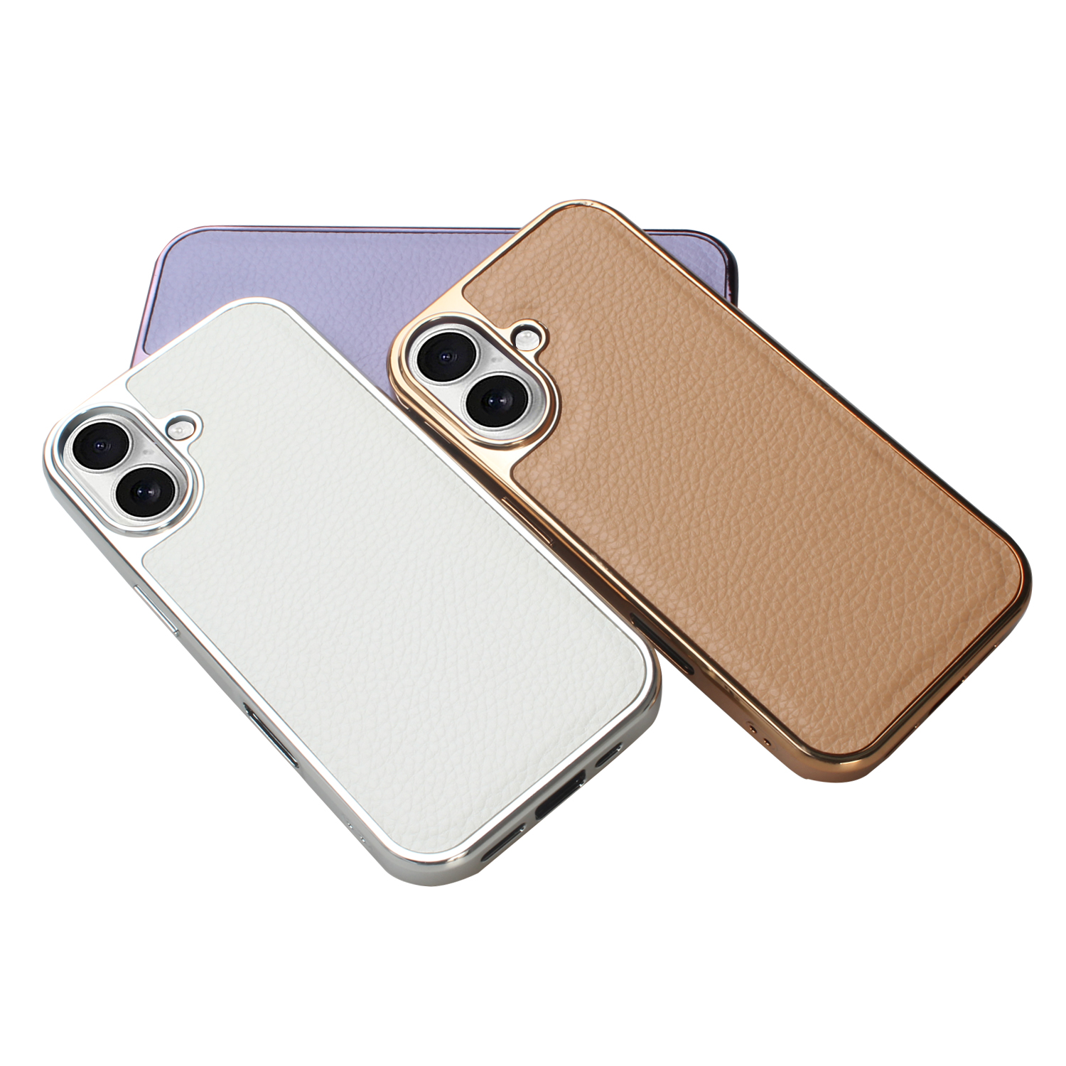 PU Leather Phone Case with Metallic Frame