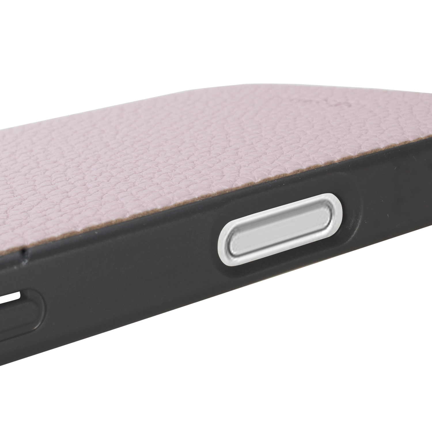 Triwood Tech premium PU leather texture iPhone case with soft TPU edges in pink, beige, yellow, purple, olive and light blue