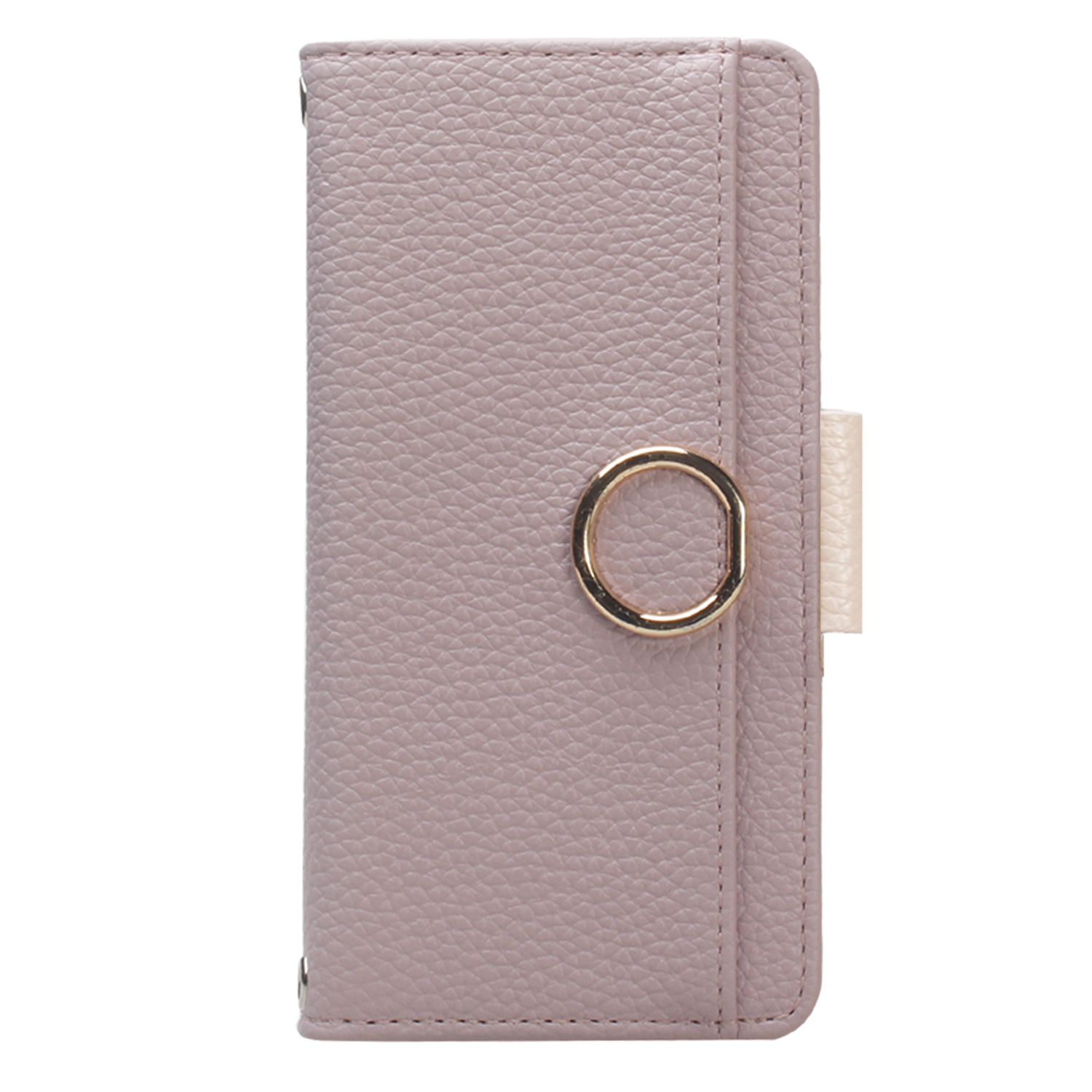Premium leather case with chic gold‑tone ring, Three card slots for organized daily essentials, Foldable back offering stable hands‑free viewing, Magnetic closure providing secure full‑body protection, Triwood Tech luxury leather flip phone case, OEM ODM 